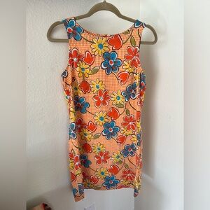 Vtg 90s floral gingham dress
